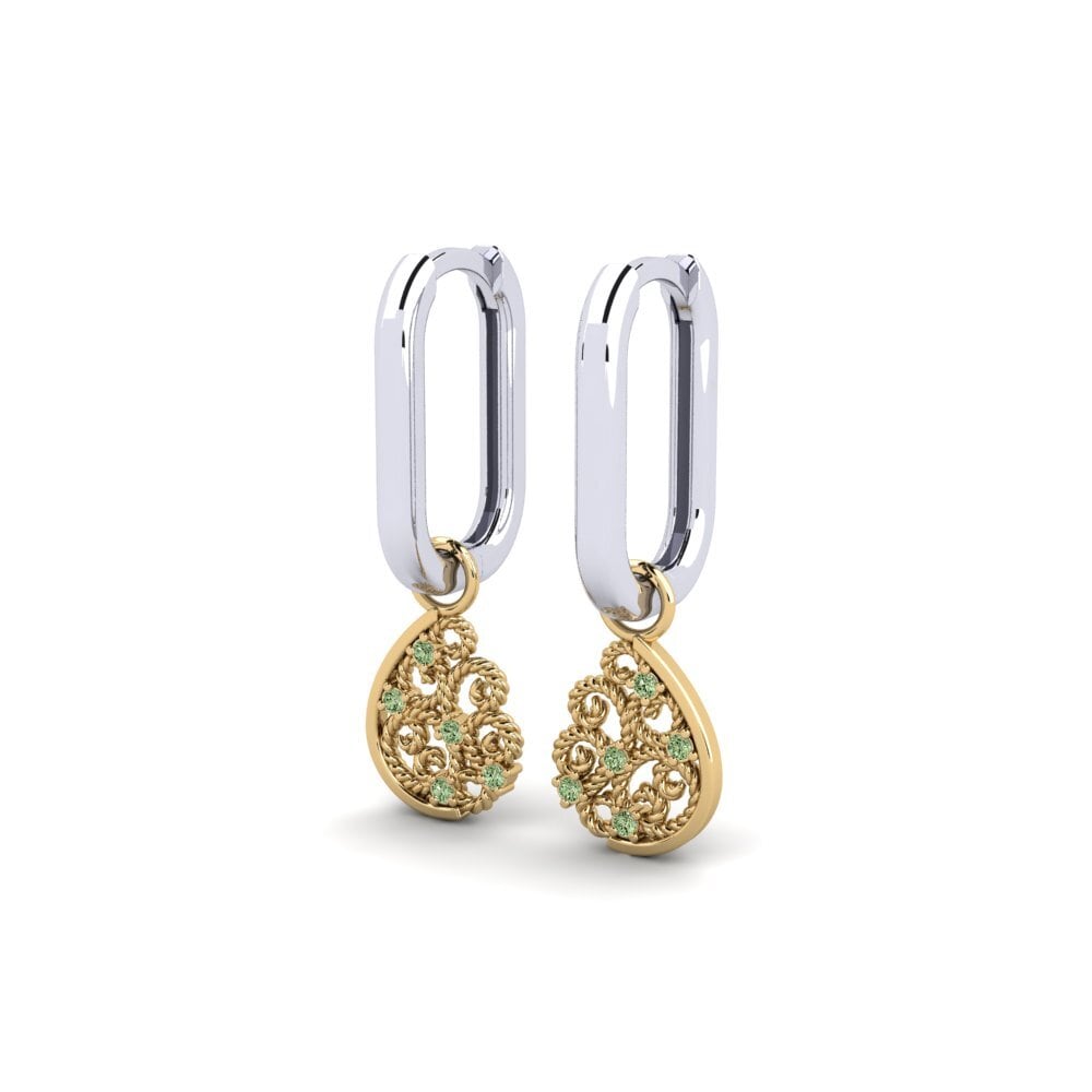 14ct White / Yellow Gold Green Diamond Women's Earring Zankle