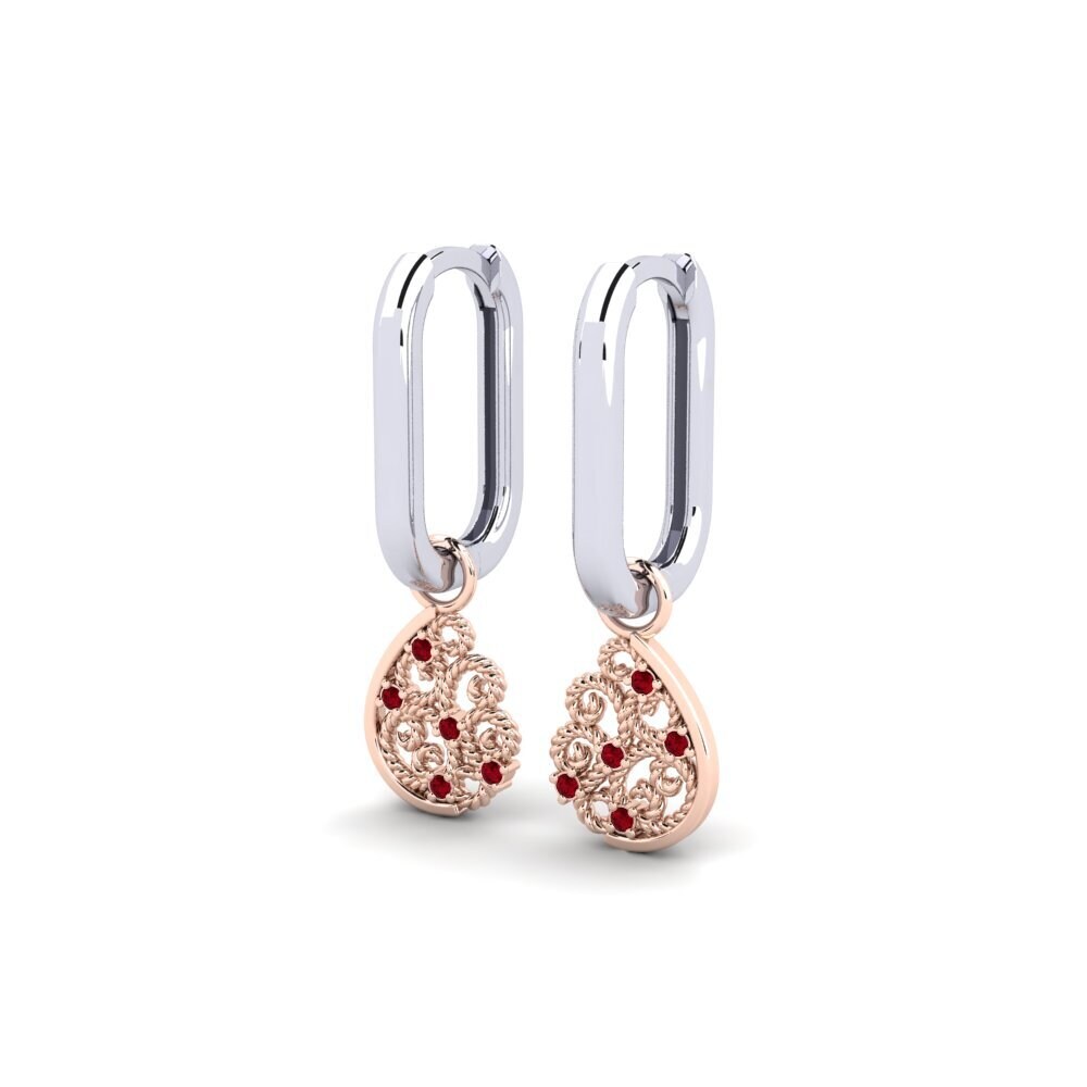 14ct White / Rose Gold Red Zirconia Women's Earring Zankle