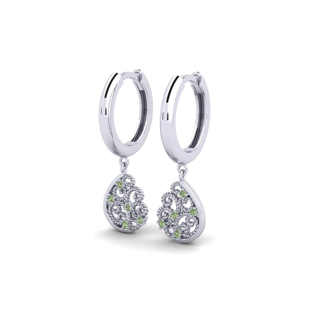 White Silver Green Diamond Women's Earring Akragas