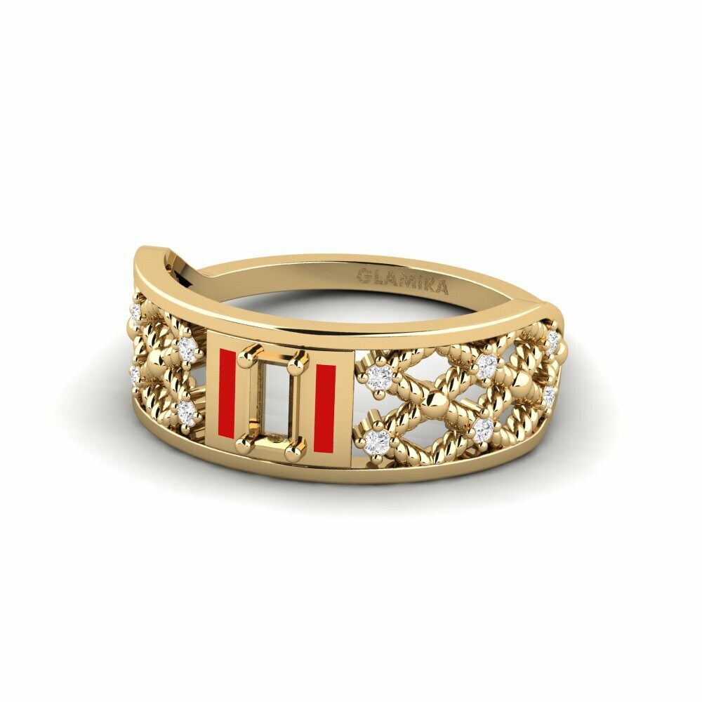 Bagues Or Jaune 18k Solitaire Pavé