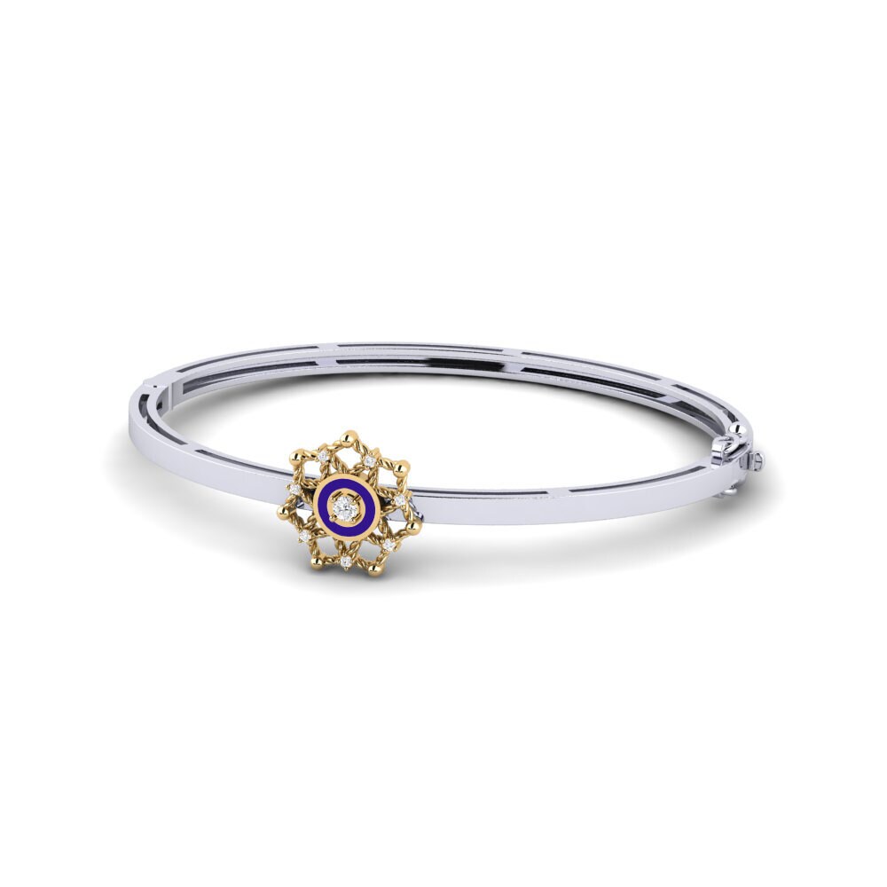 14ct White / Yellow Gold White sapphire Women's Bangle Bartica