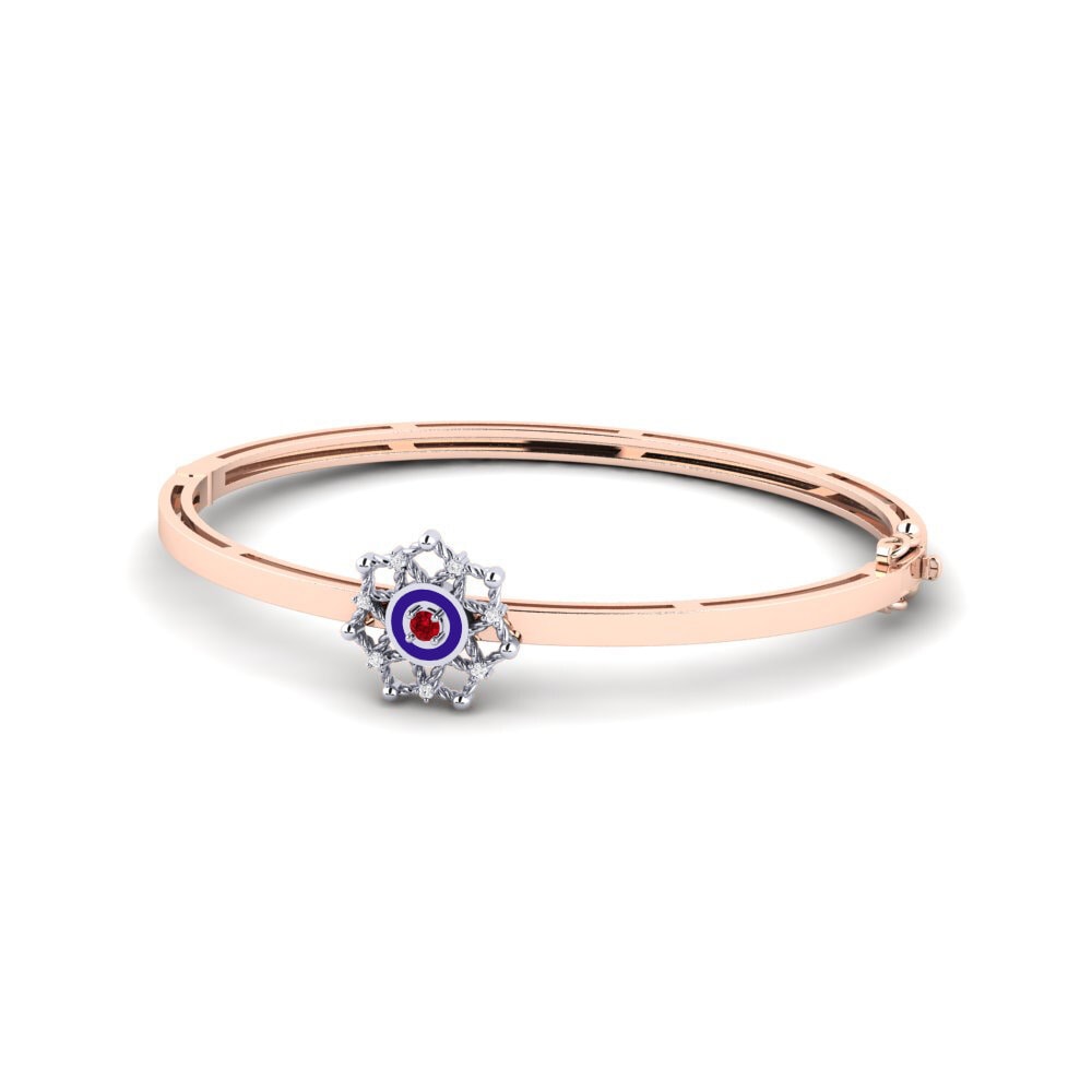 14ct Rose / White Gold Red Zirconia Women's Bangle Bartica