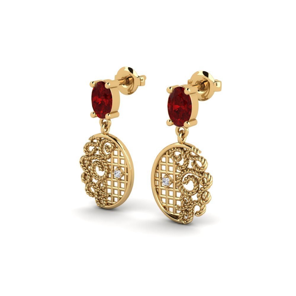 Ruby (Lab Created) Women's Earring Hanka
