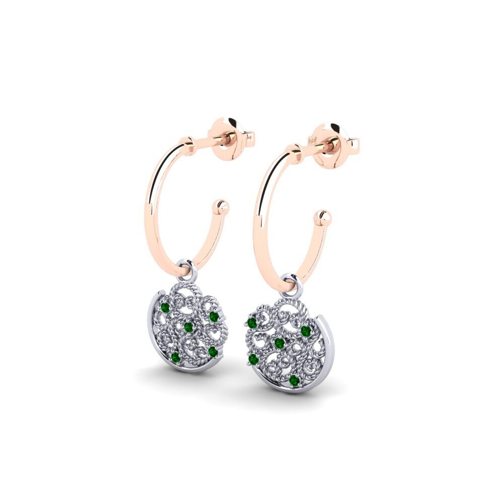 14ct Rose / White Gold Green Zirconia Women's Earring Heliopolis