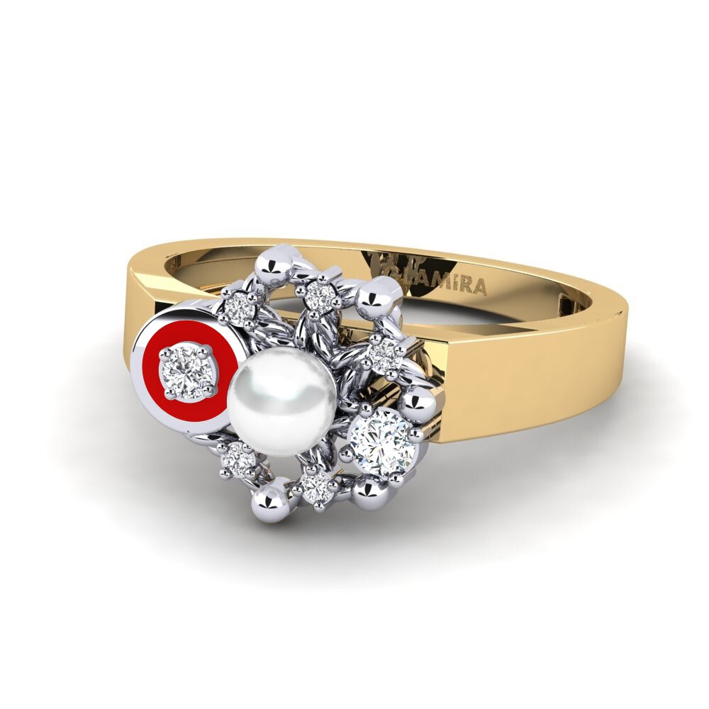 9k Oro Amarillo & Blanco Circonita Anillo Isherton