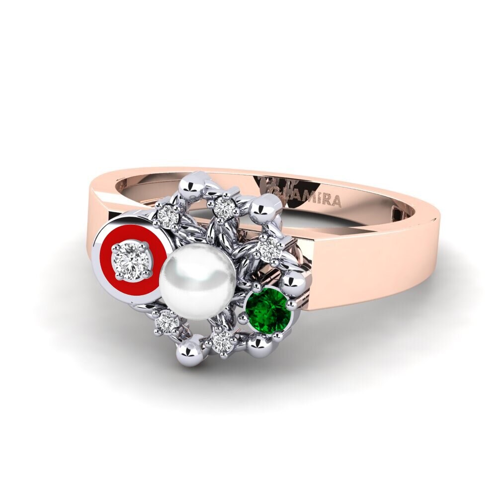 14ct Rose / White Gold Green Zirconia Ring Isherton