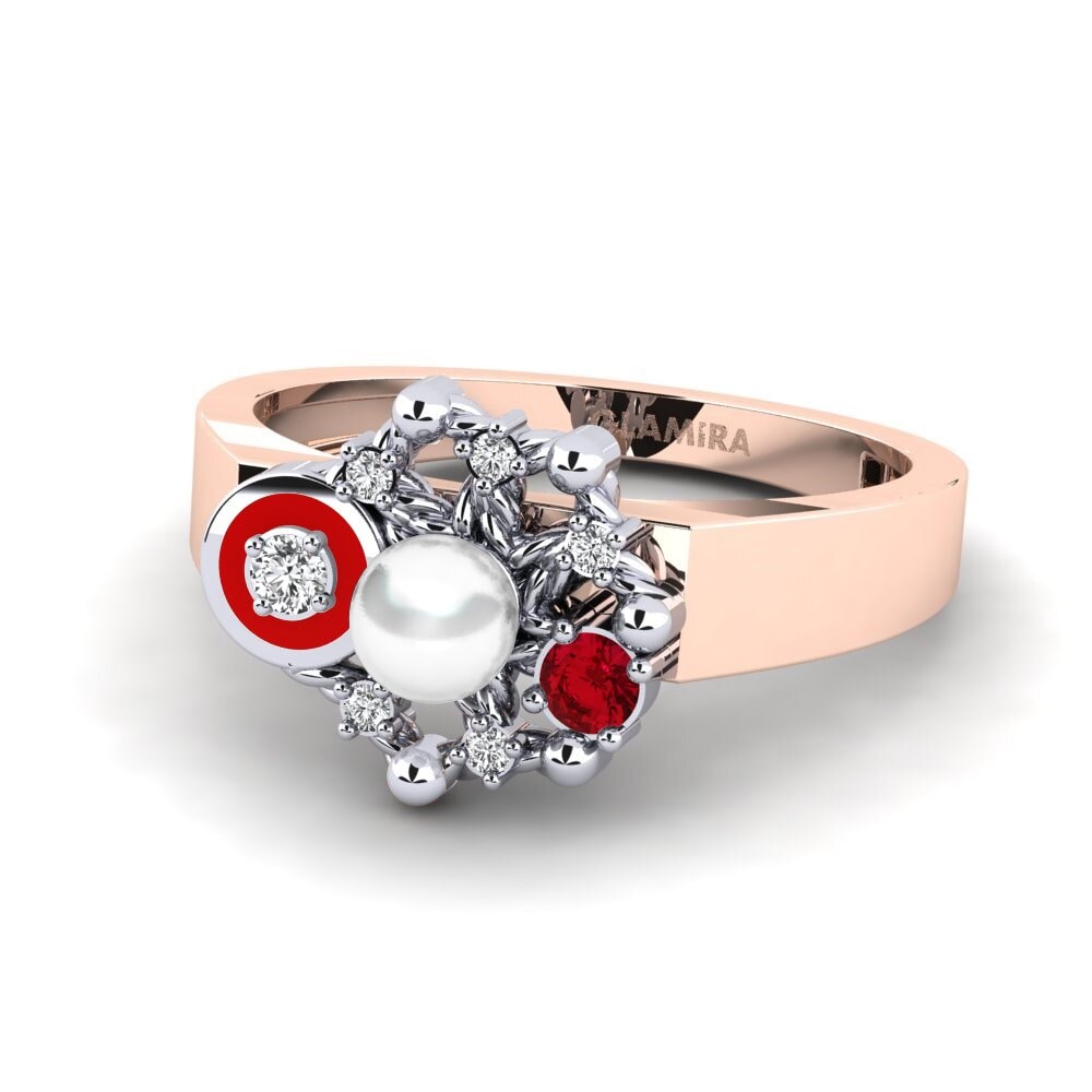 14ct Rose / White Gold Red Zirconia Ring Isherton