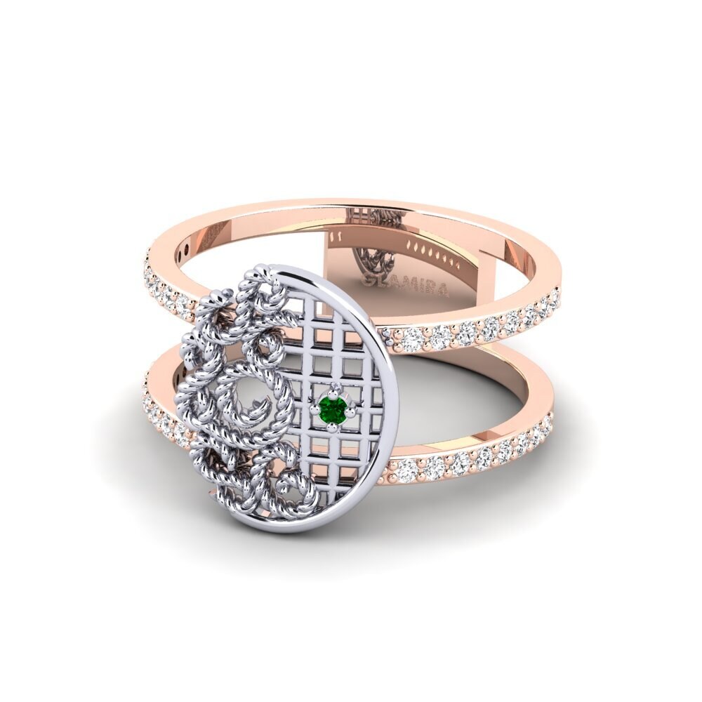 14ct Rose / White Gold Green Zirconia Engagement Ring Islandeady