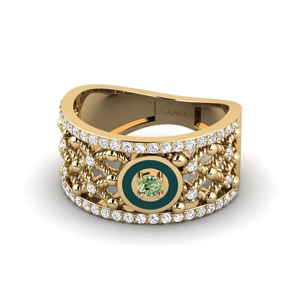 Ringe Solitär Pave Grüner Diamant