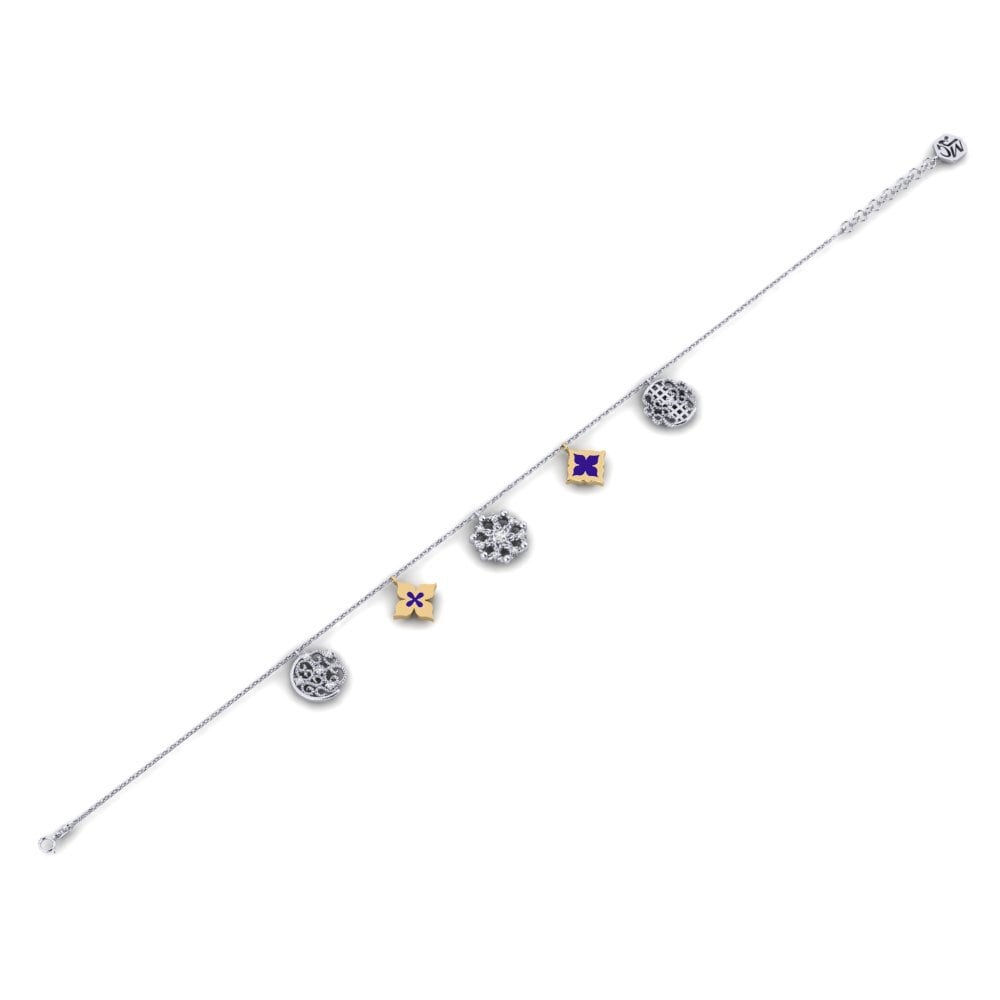14ct White / Yellow Gold White sapphire Women's Bracelet Liliom