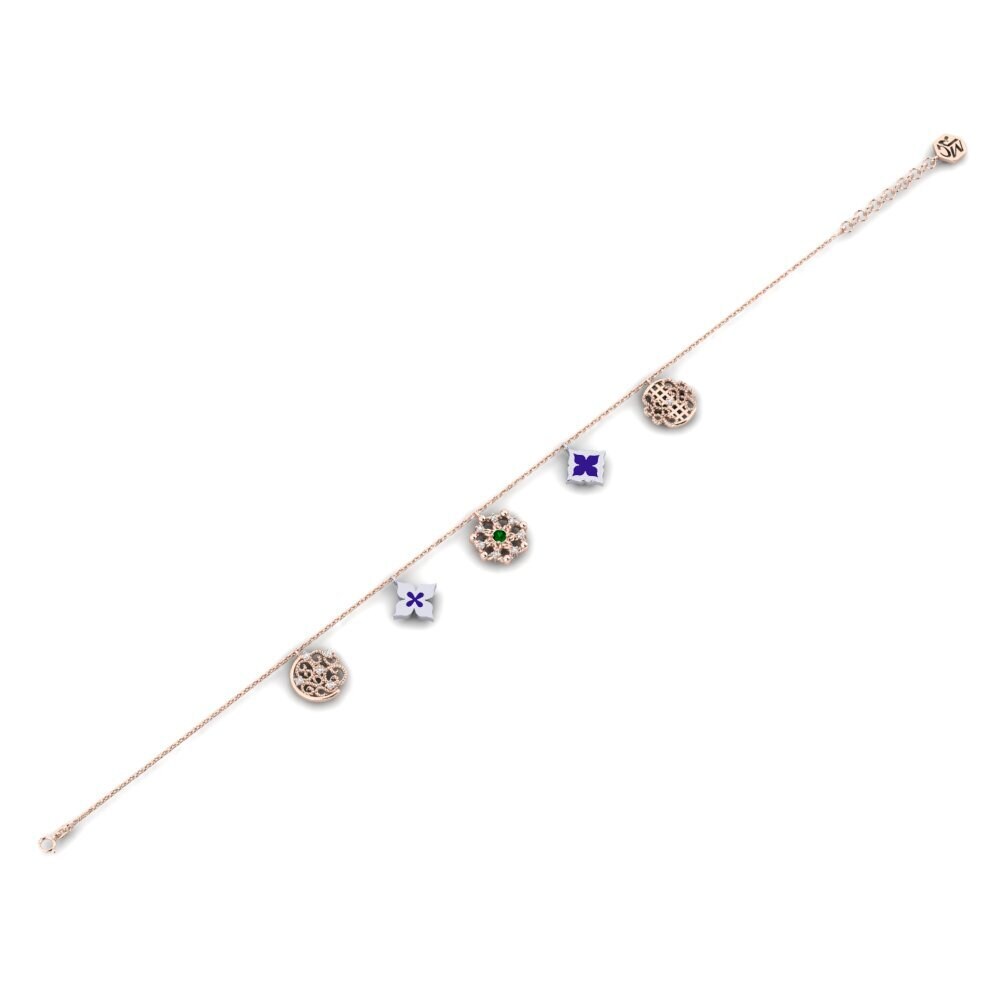 14ct Rose / White Gold Green Zirconia Women's Bracelet Liliom