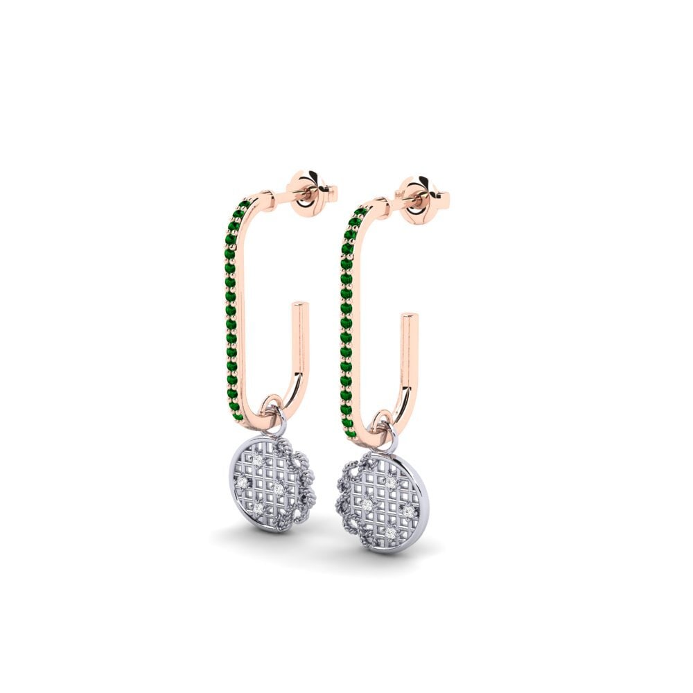 14ct Rose / White Gold Green Zirconia Women's Earring Malavi