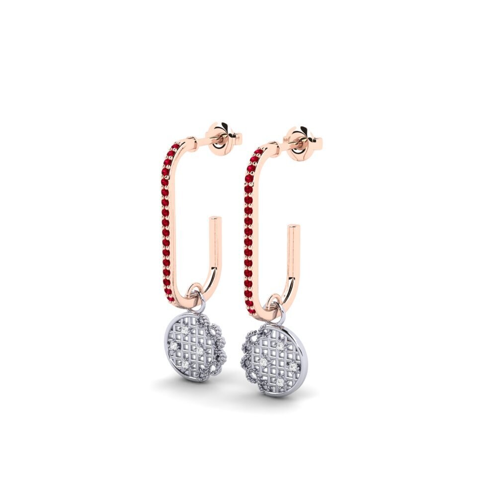 14ct Rose / White Gold Red Zirconia Women's Earring Malavi