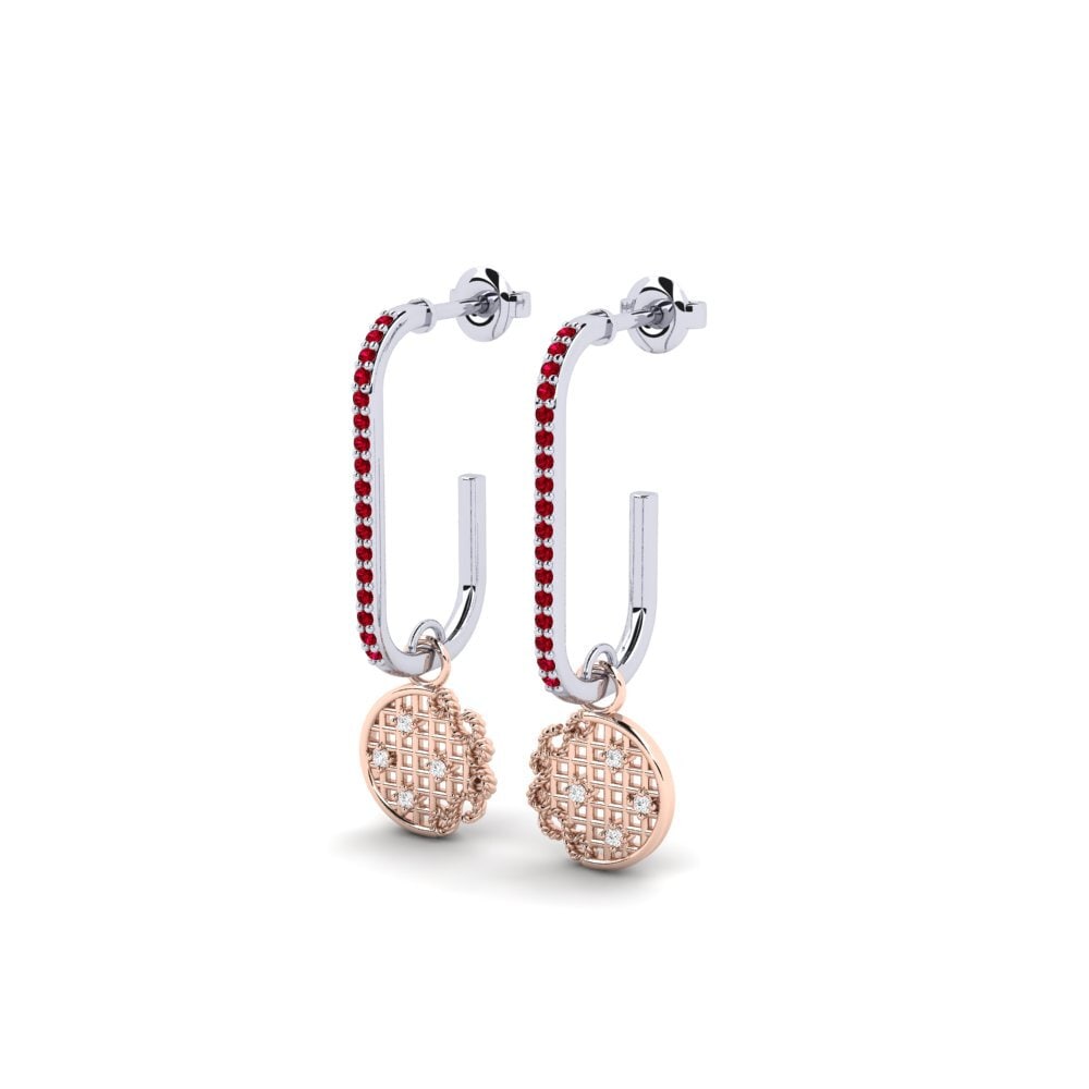 14ct White / Rose Gold Red Zirconia Women's Earring Malavi
