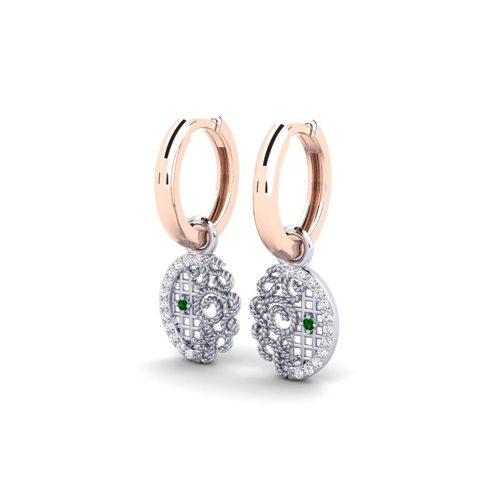 14ct Rose / White Gold Green Zirconia Women's Earring Muckno