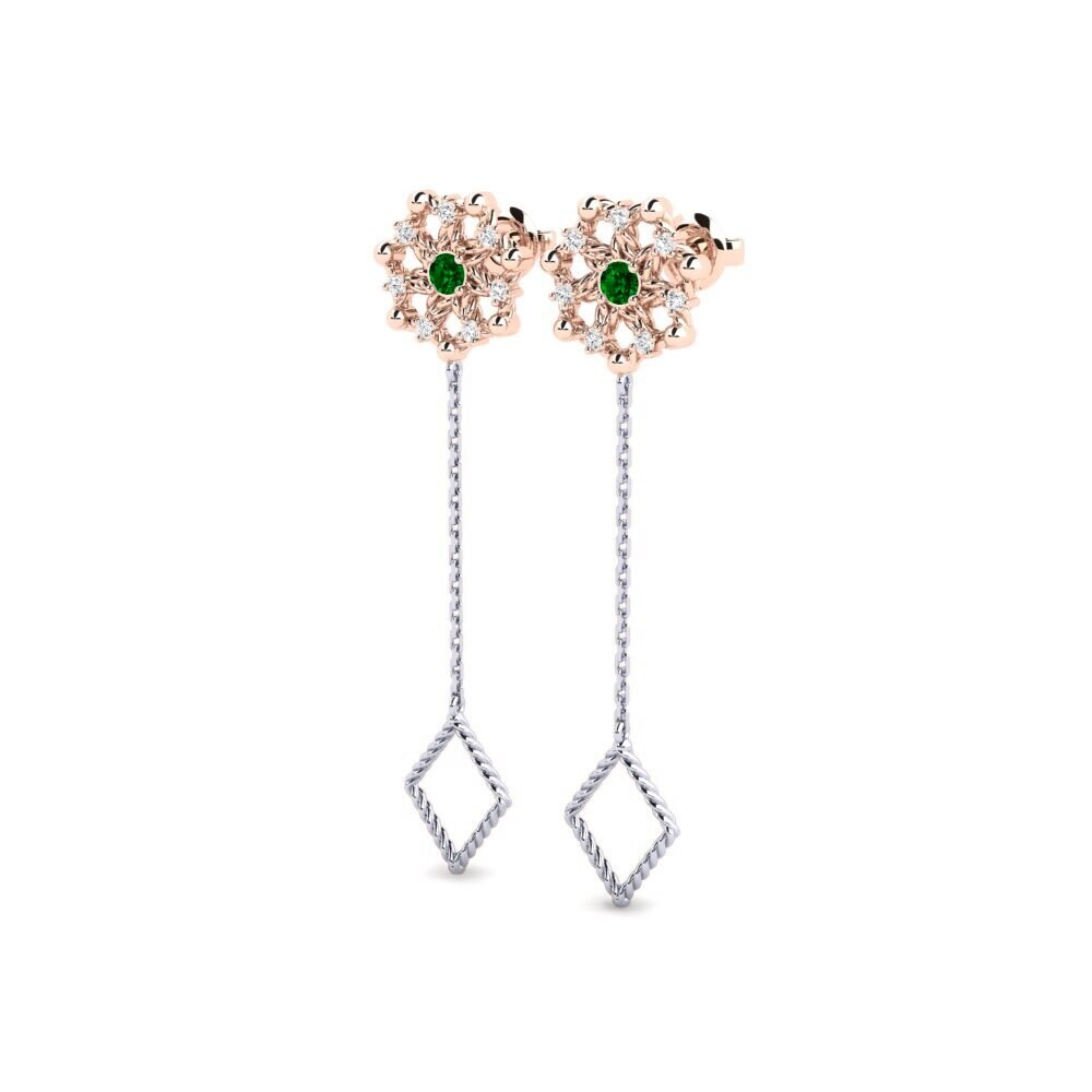 14ct Rose / White Gold Green Zirconia Women's Earring Narok