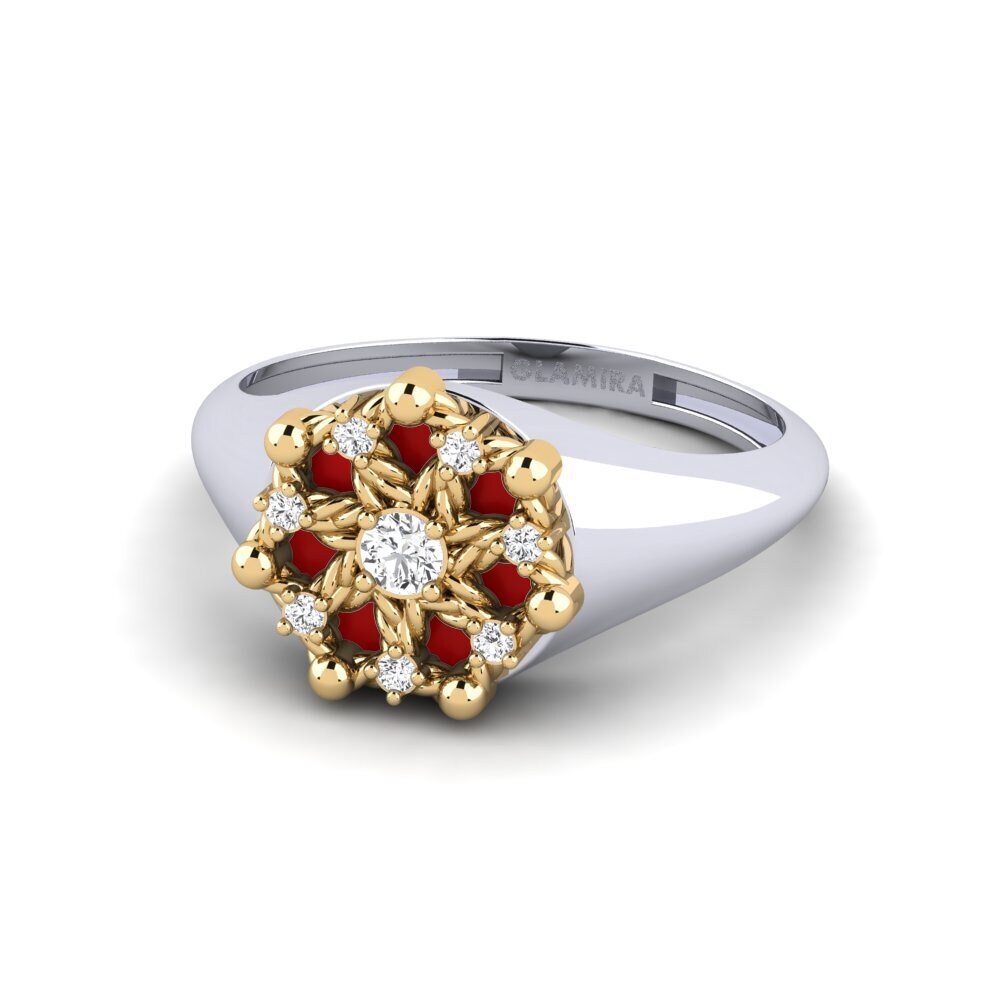 14ct White / Yellow Gold White sapphire Ring Negril