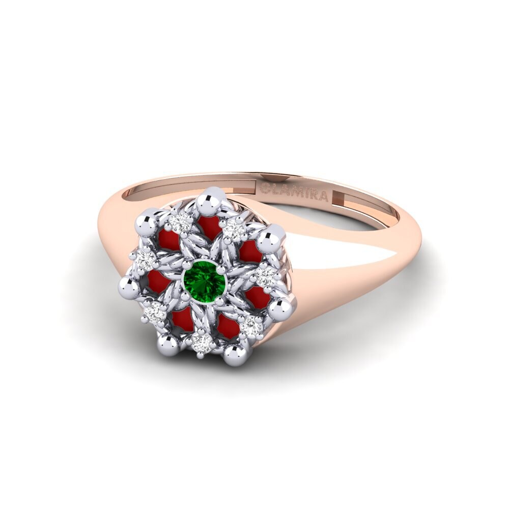 14ct Rose / White Gold Green Zirconia Ring Negril