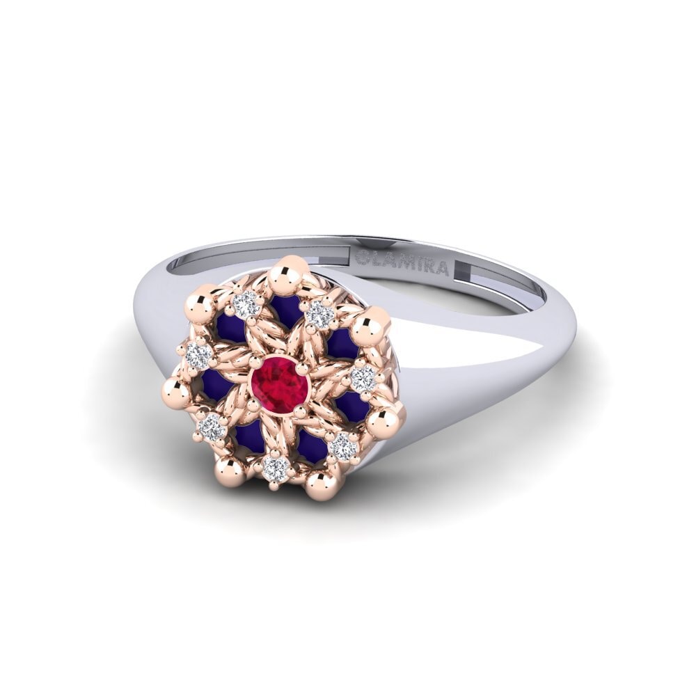 375 Weiß & Rotgold Ring Negril