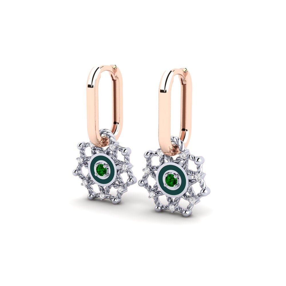 14ct Rose / White Gold Green Zirconia Women's Earring Orinduik