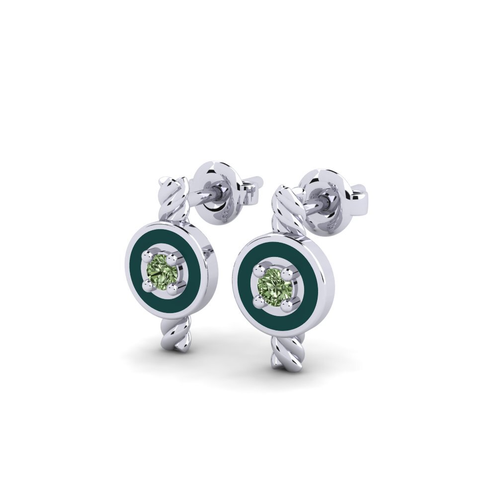 White Silver Green Diamond Women's Earring Rosignol