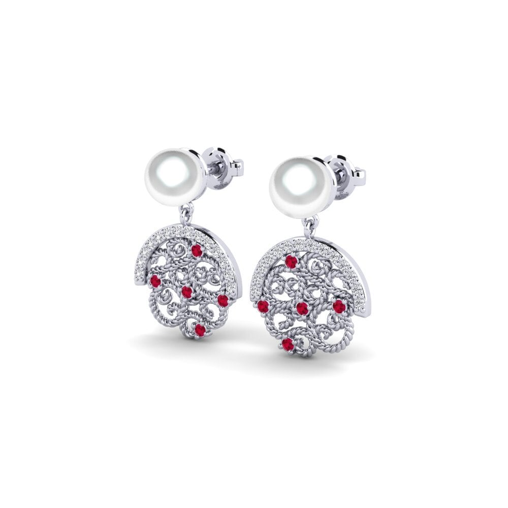 9ct White Gold Ruby Women's Earring Aphidnae