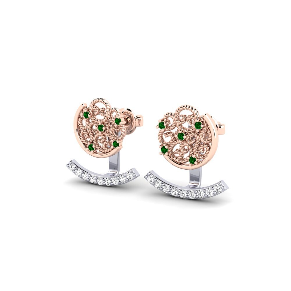 14ct Rose / White Gold Green Zirconia Women's Earring Apollonia
