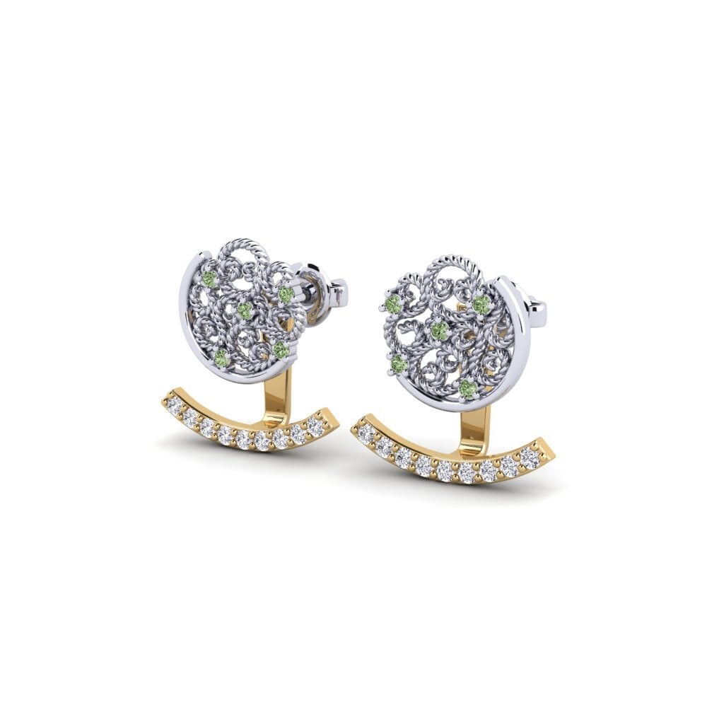 14ct White / Yellow Gold Green Diamond Women's Earring Apollonia