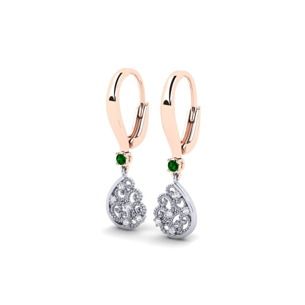 14ct Rose / White Gold Green Zirconia Women's Earring Bouthrot