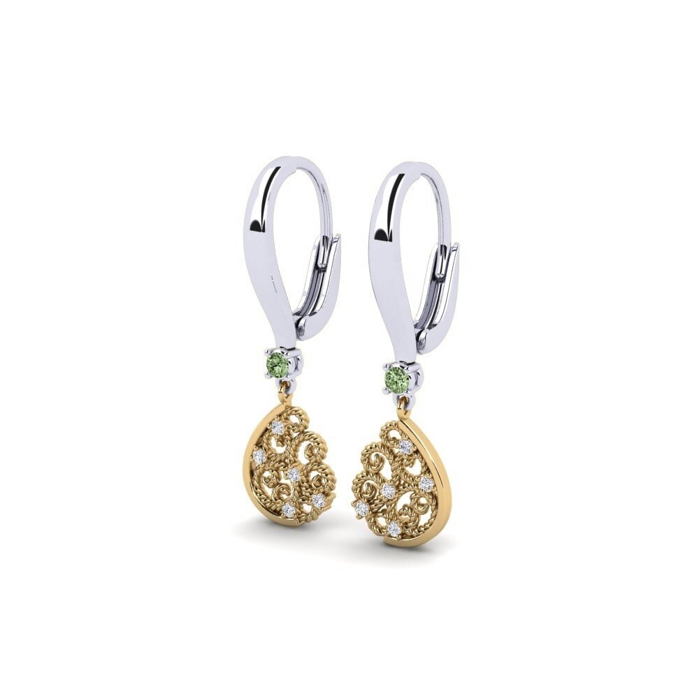 14ct White / Yellow Gold Green Diamond Women's Earring Bouthrot