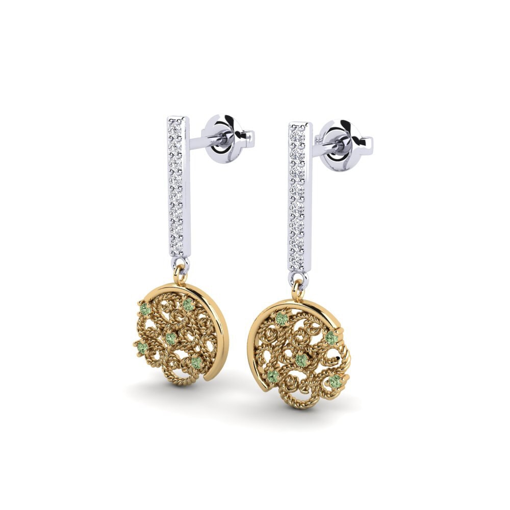 14ct White / Yellow Gold Green Diamond Women's Earring Celinus