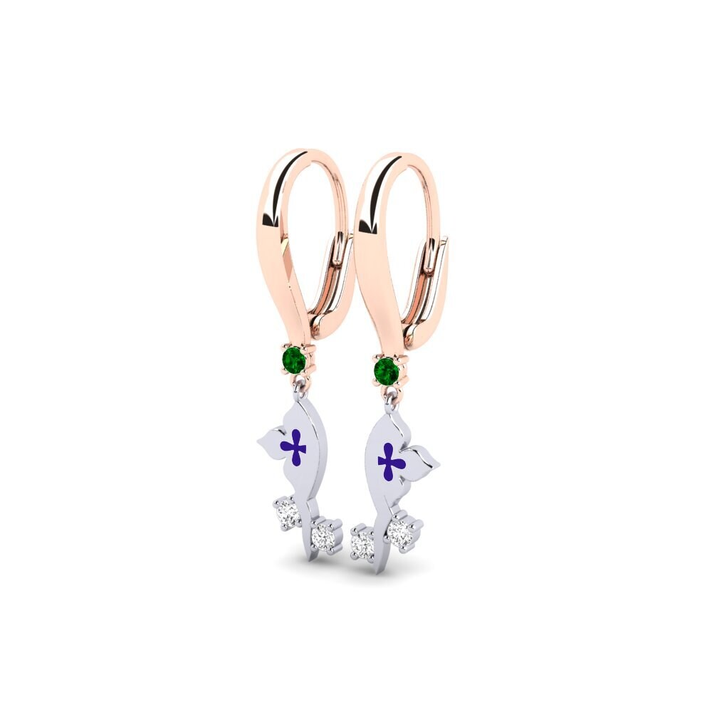 14ct Rose / White Gold Green Zirconia Women's Earring Corporate