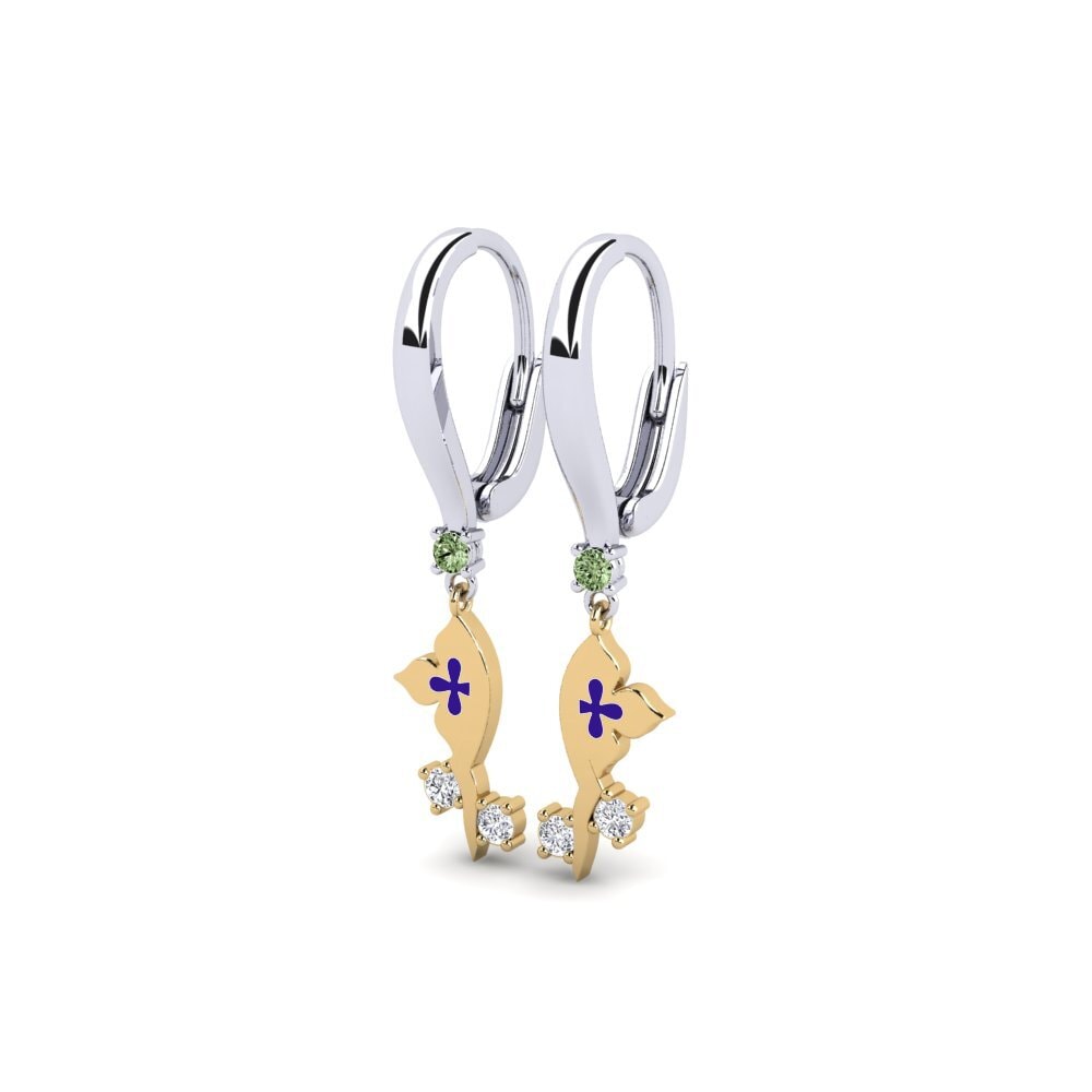 14ct White / Yellow Gold Green Diamond Women's Earring Corporate