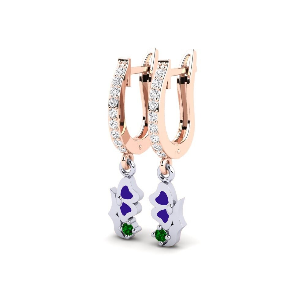 14ct Rose / White Gold Green Zirconia Women's Earring Corporation