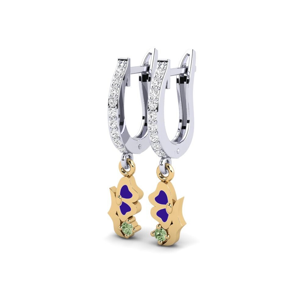 14ct White / Yellow Gold Green Diamond Women's Earring Corporation