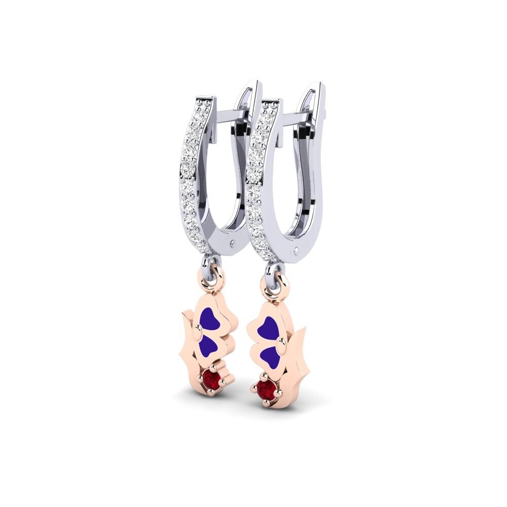 14ct White / Rose Gold Red Zirconia Women's Earring Corporation