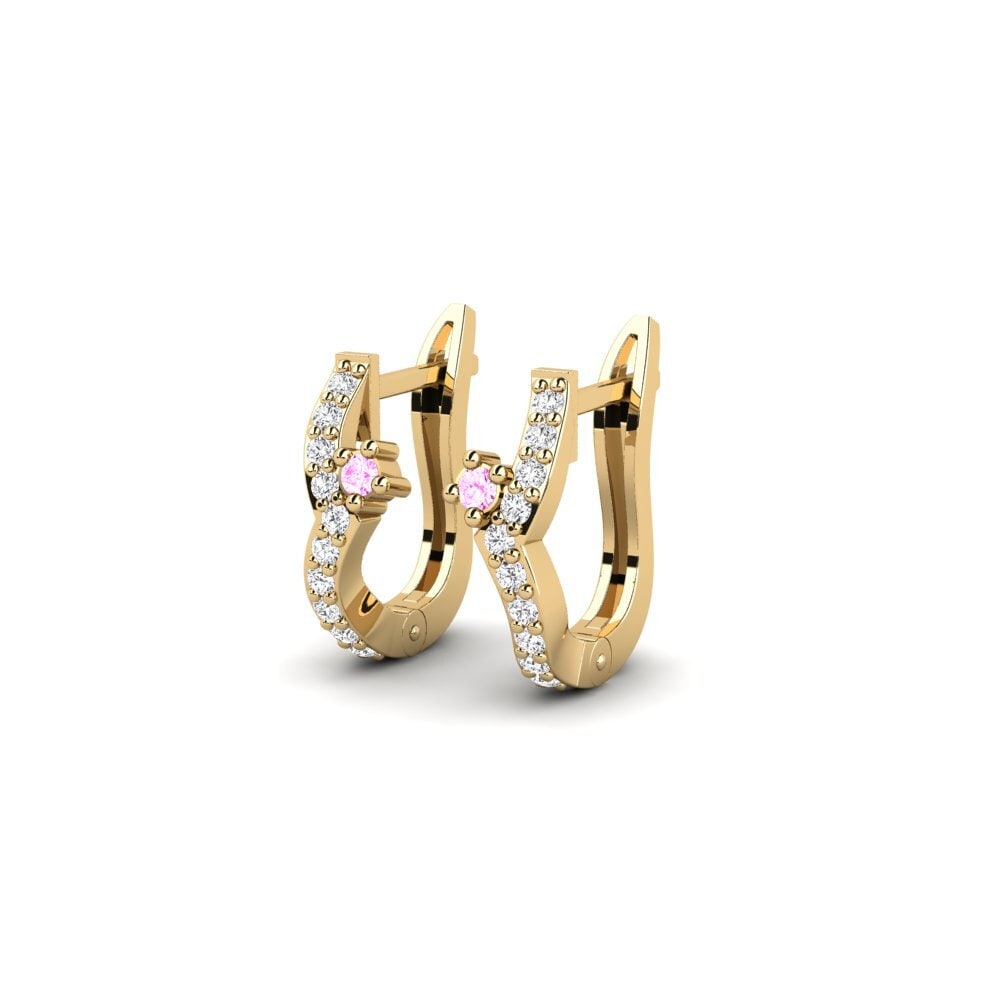 18k Oro Amarillo Zafiro Rosado Pendiente de mujer Corresponding