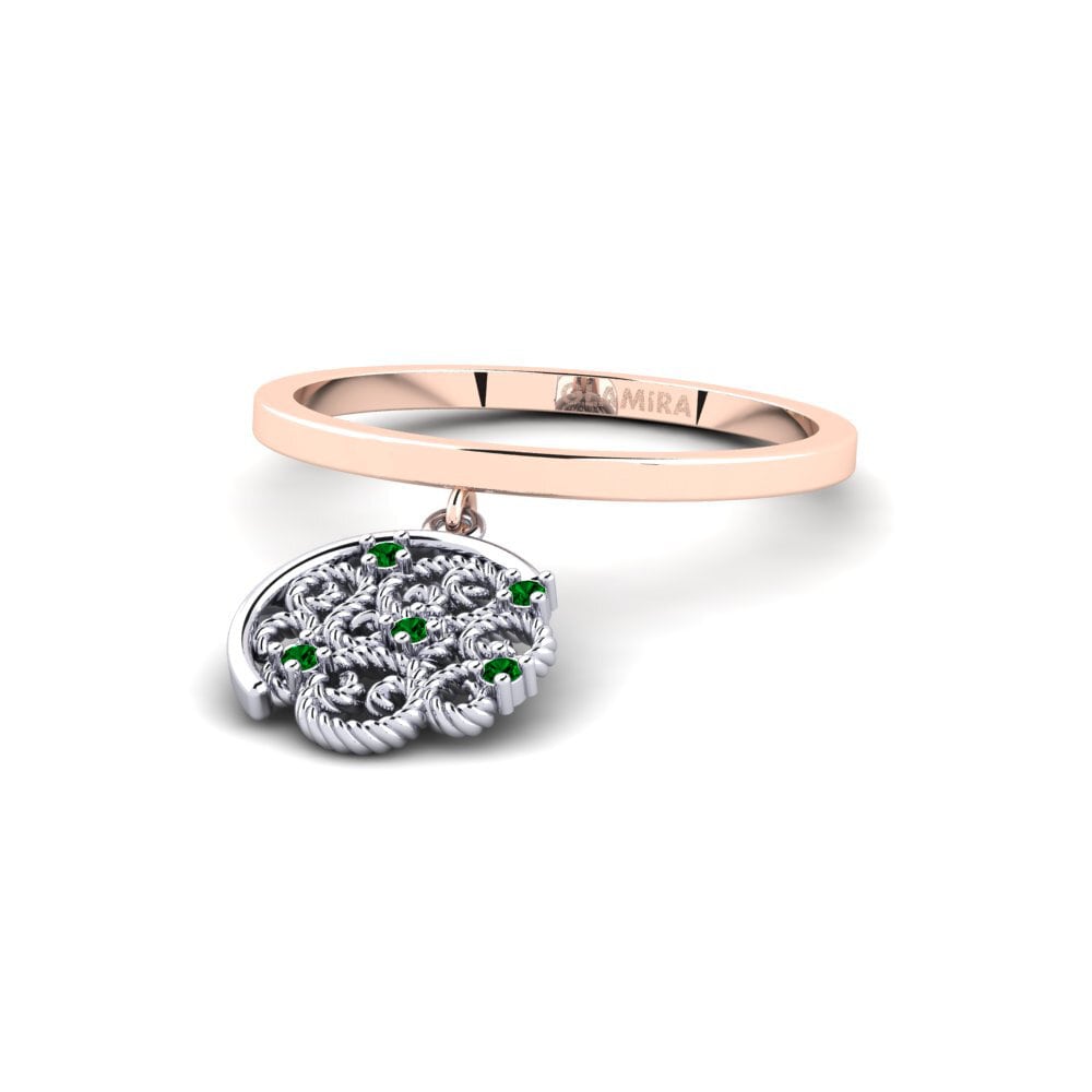 14ct Rose / White Gold Green Zirconia Engagement Ring Dodona