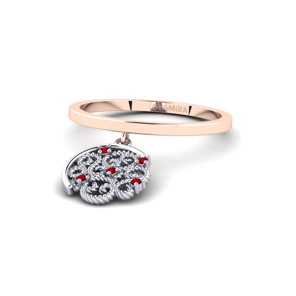 14ct Rose / White Gold Red Zirconia Engagement Ring Dodona