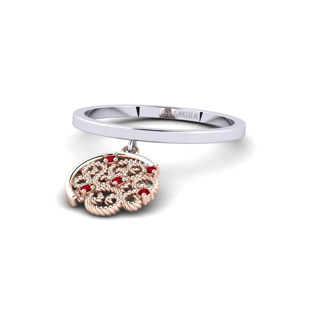 14ct White / Rose Gold Red Zirconia Engagement Ring Dodona
