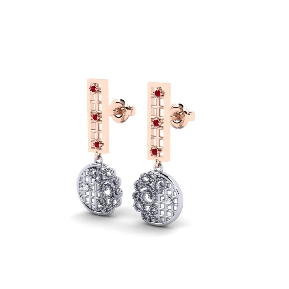 14ct Rose / White Gold Red Zirconia Women's Earring Dromore