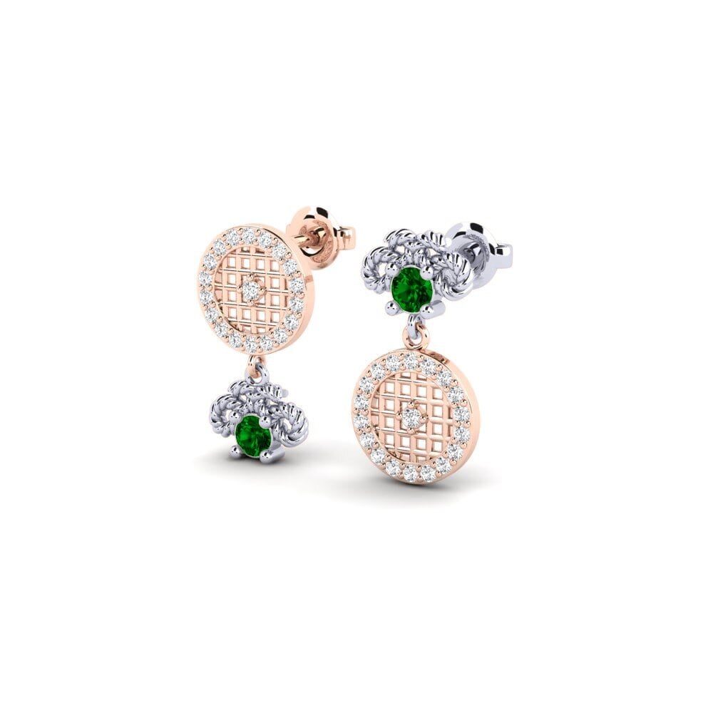 14ct Rose / White Gold Green Zirconia Women's Earring Durnesh