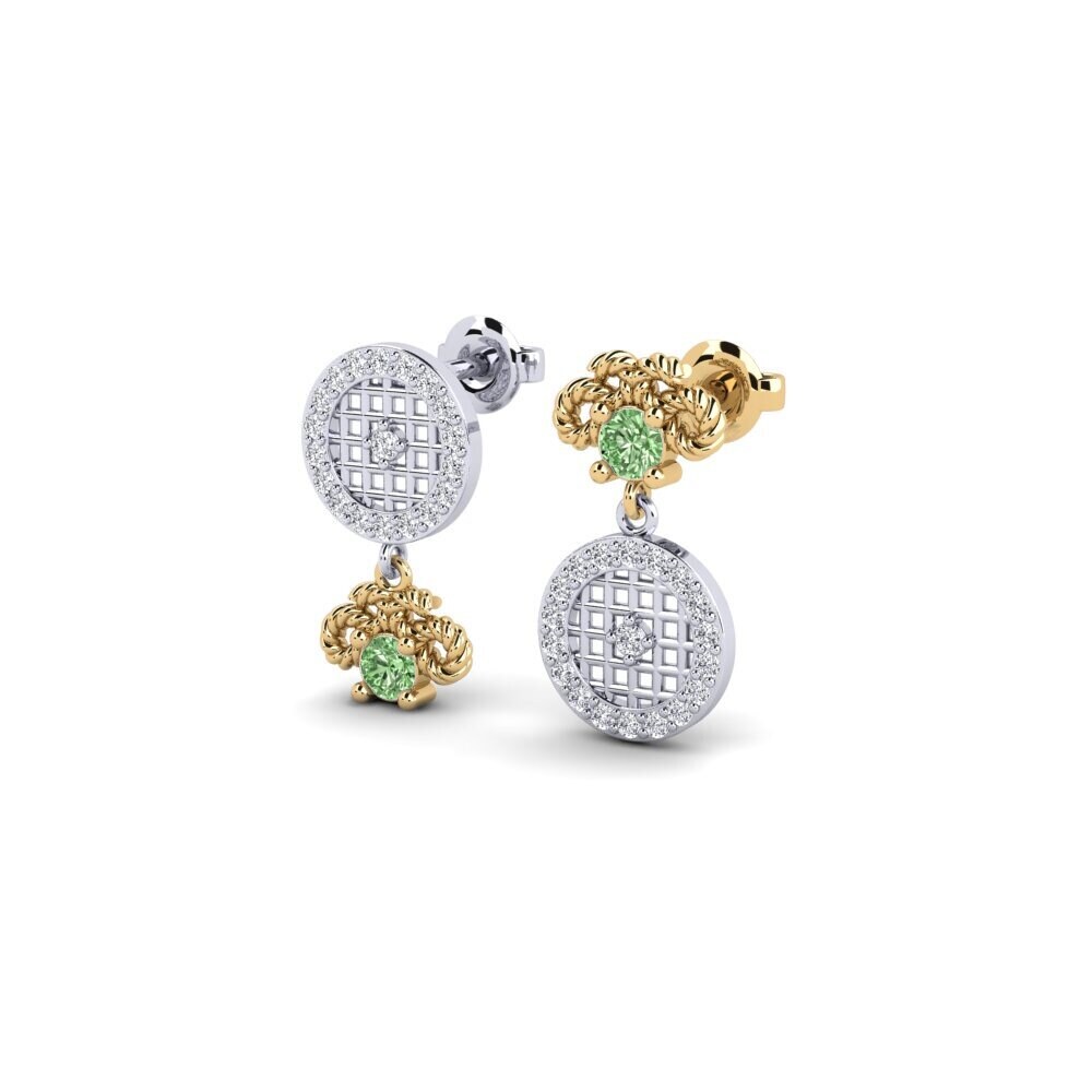 14ct White / Yellow Gold Green Diamond Women's Earring Durnesh