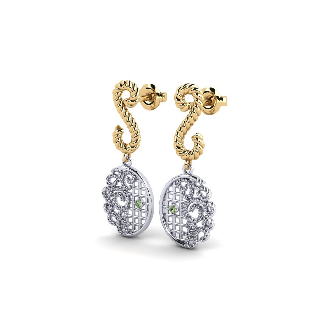 14ct White / Yellow Gold Green Diamond Women's Earring Gartan - A