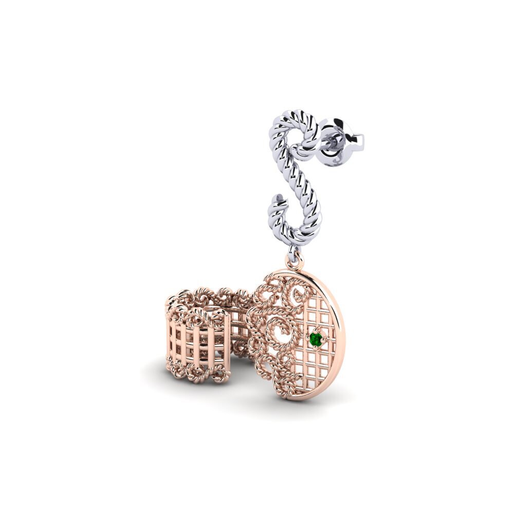 14ct Rose / White Gold Green Zirconia Women's Earring Gartan - SET