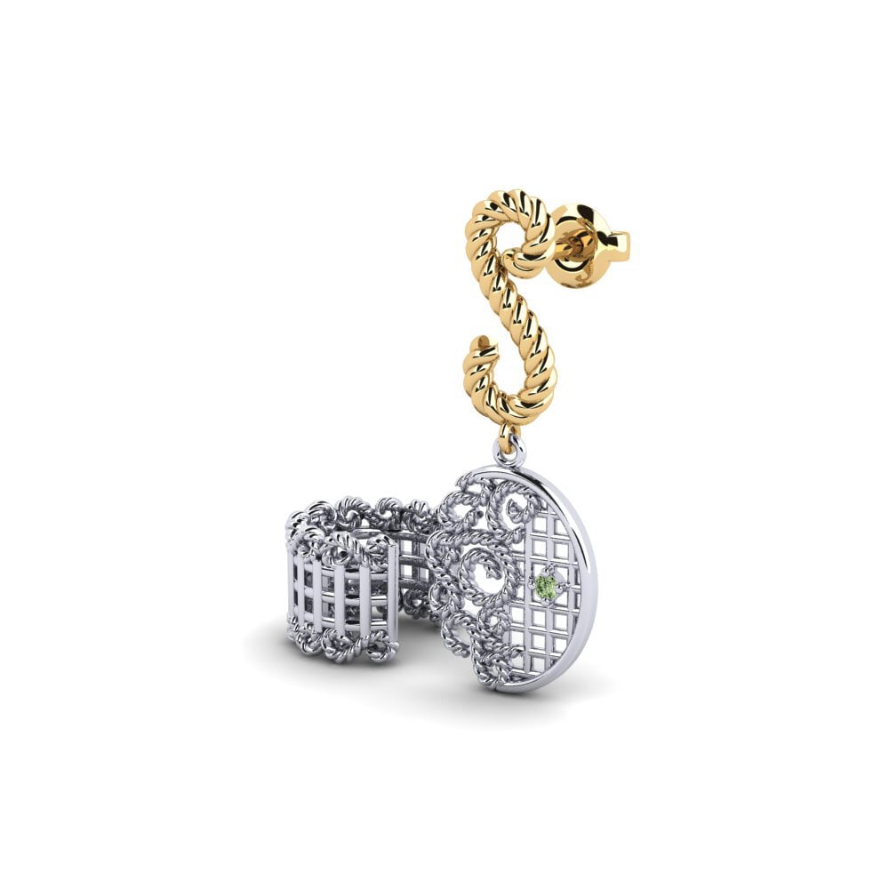 14ct White / Yellow Gold Green Diamond Women's Earring Gartan - SET