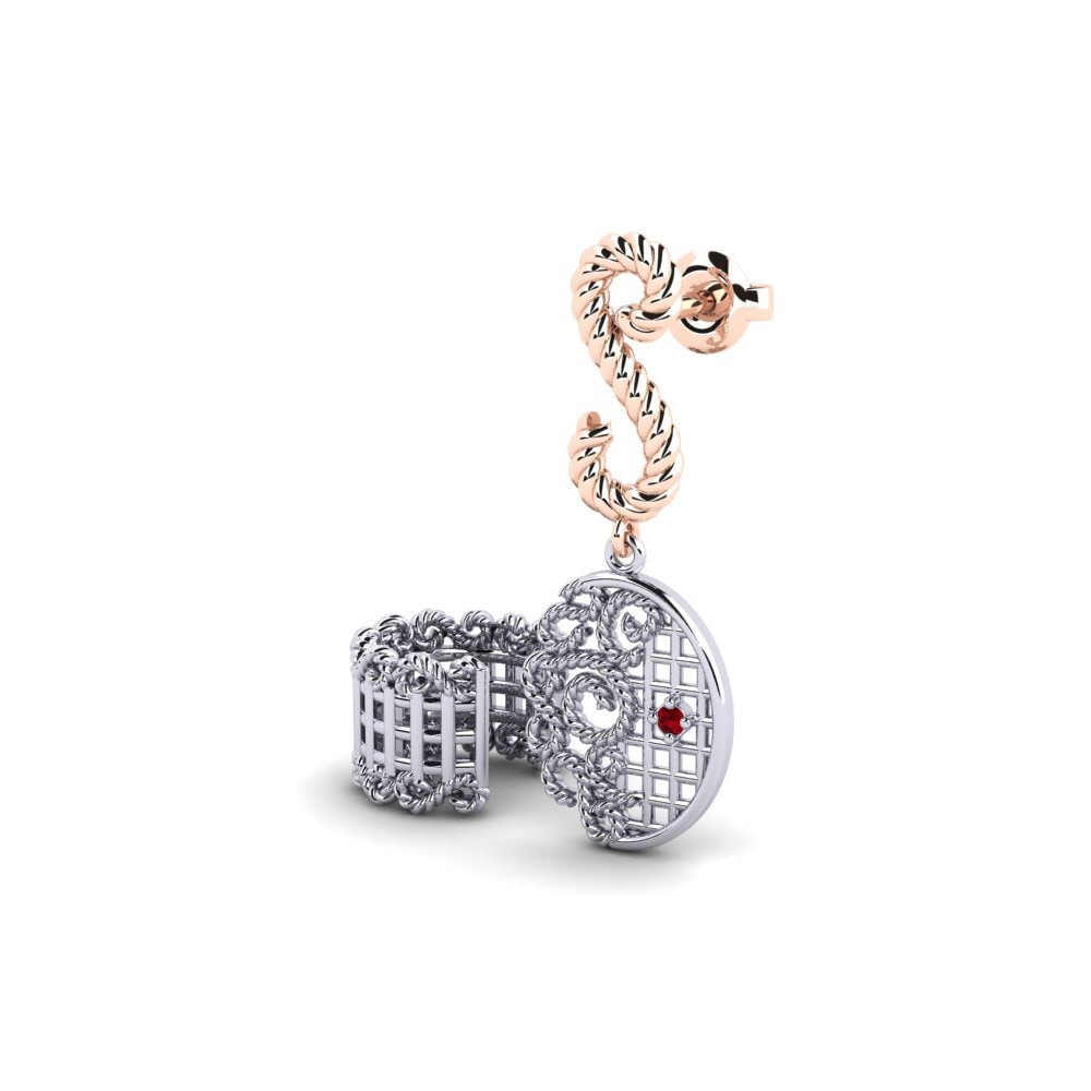 14ct White / Rose Gold Red Zirconia Women's Earring Gartan - SET