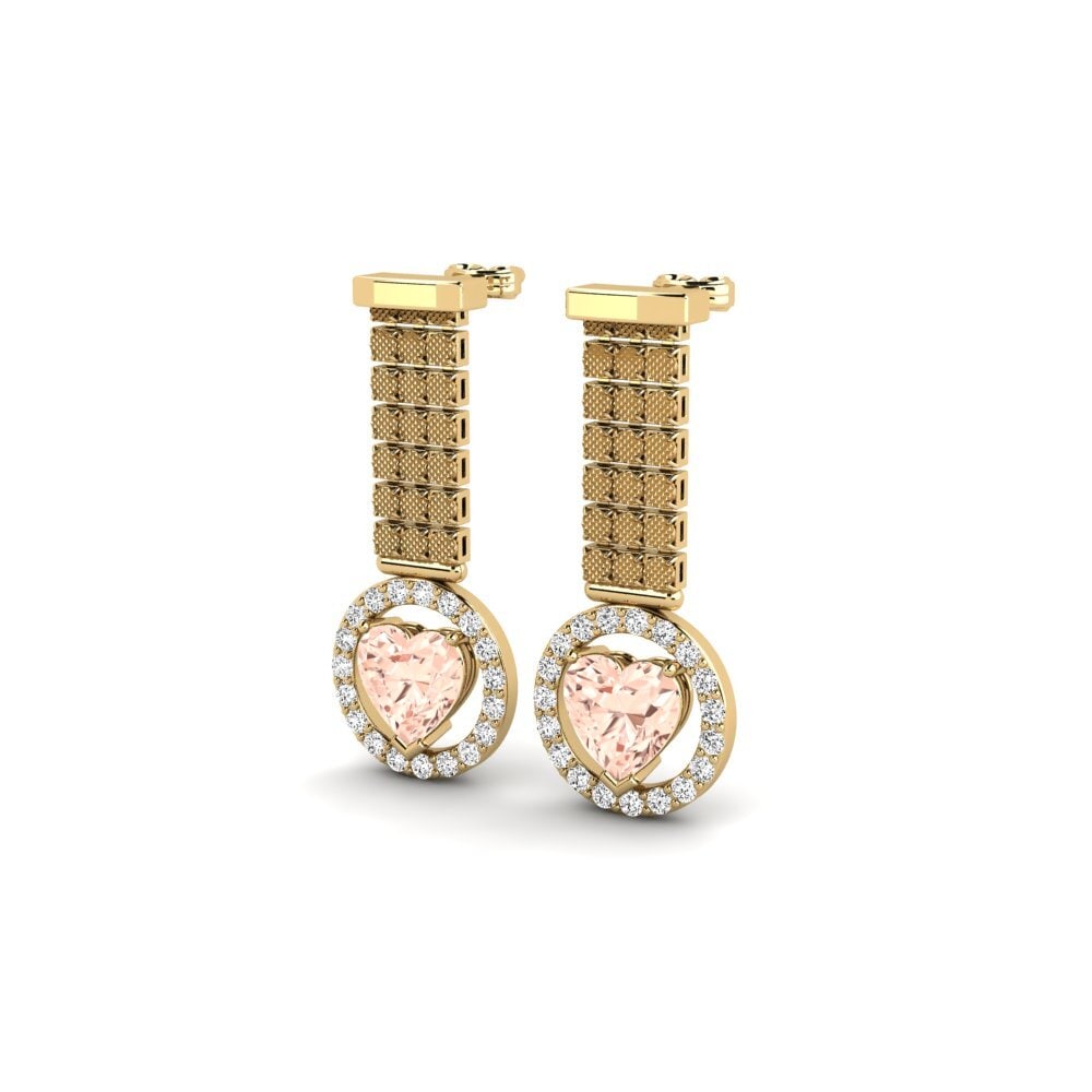 14k Oro Amarillo Morganita Pendiente de mujer Abbefk