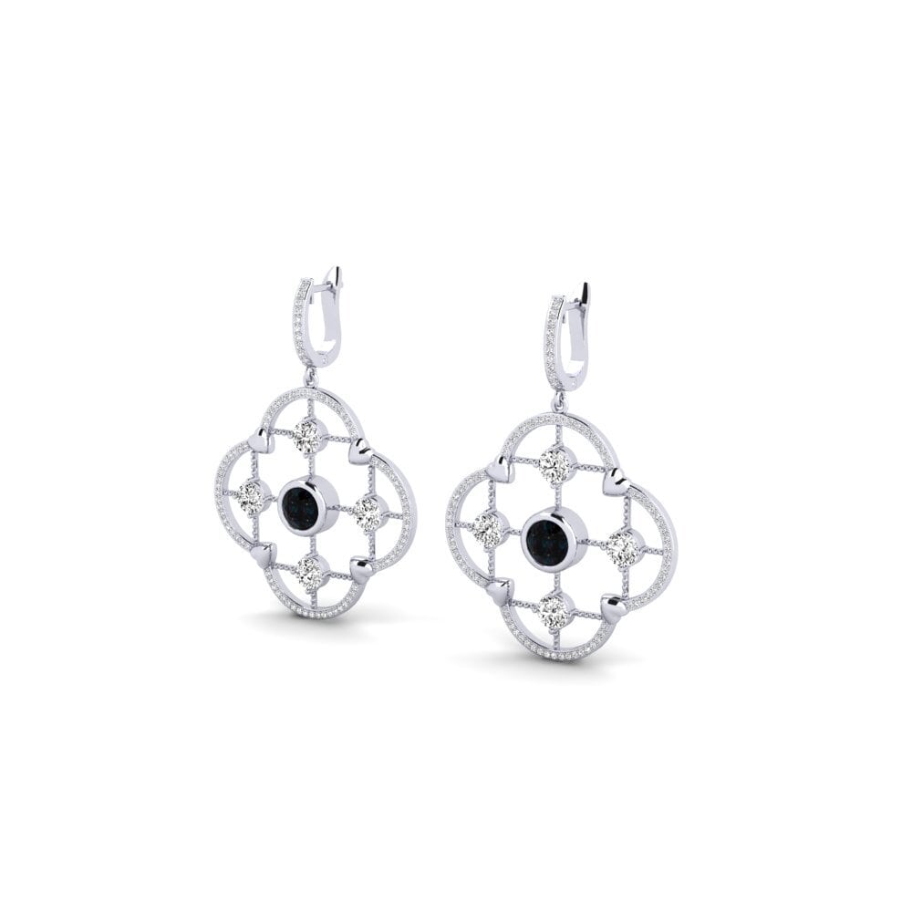 14k Oro Blanco Opalo Negro Pendiente de mujer Adablm