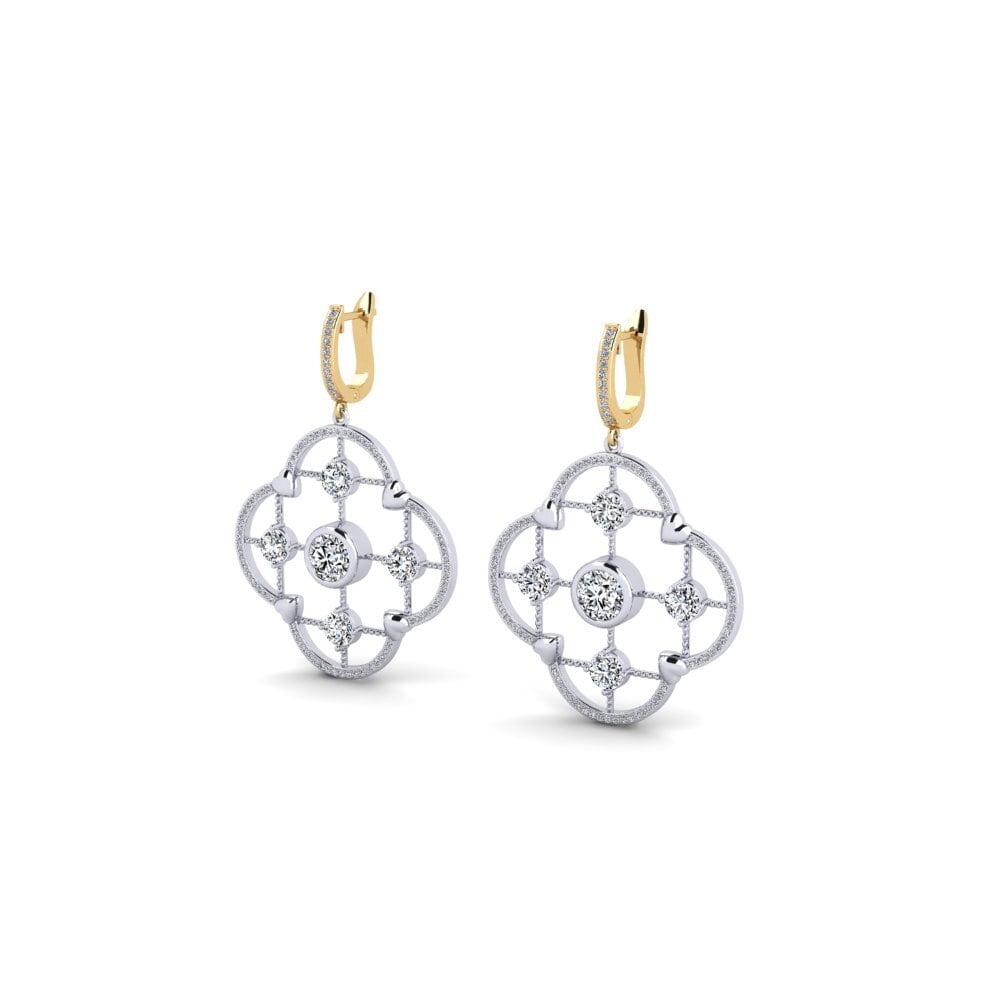 14k Oro Amarillo & Blanco Pendiente de mujer Adablm